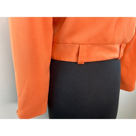 VINTAGE BANU Paris Orange Long Sleeve Oversize Collar Zip Front Jacket Size 10 - Picture 4 of 8